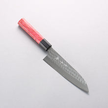  Yu Kurosaki Senko Ryu SG2 Hammered Small Santoku 150mm Red Stabilized Wood Handle - Seisuke Knife