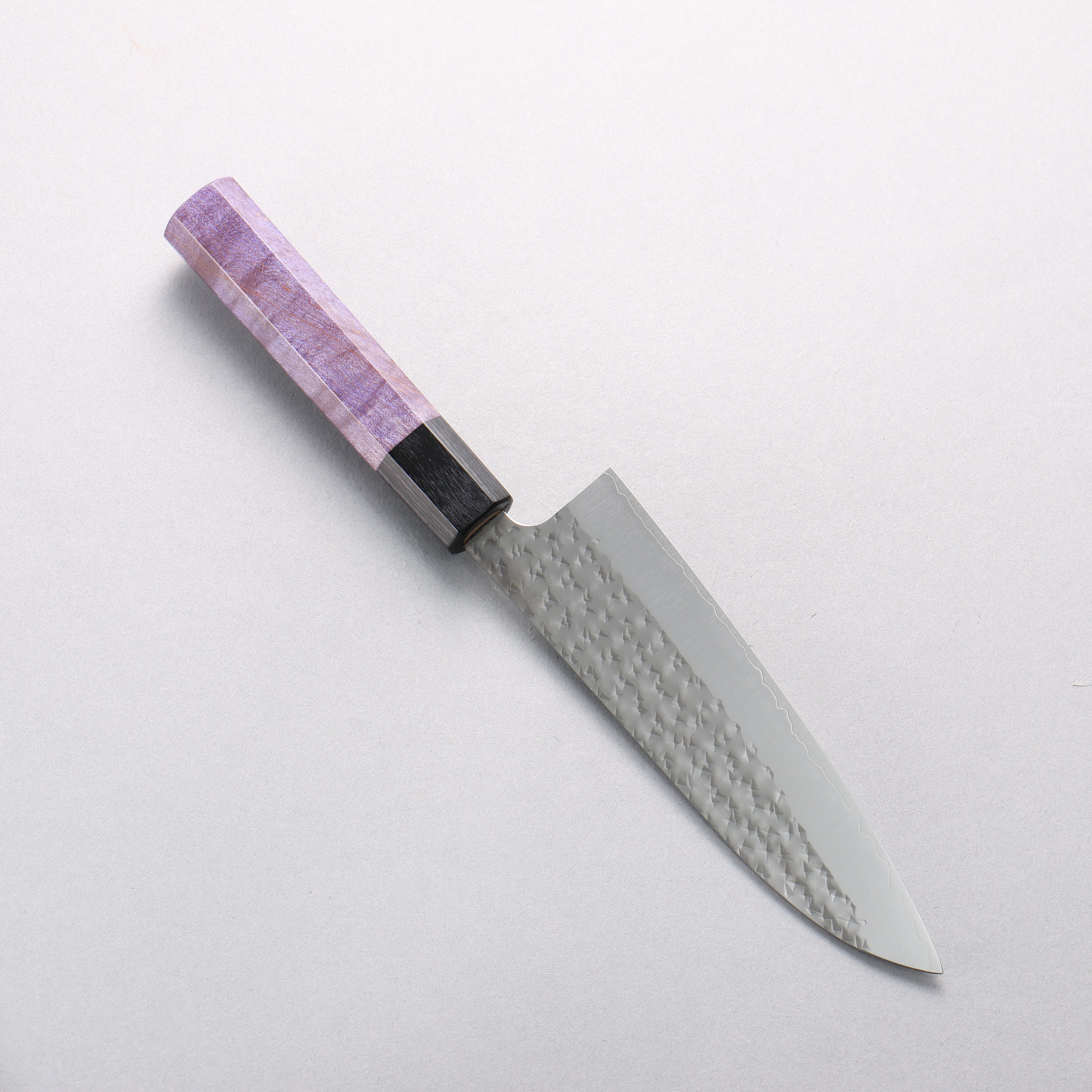 Yu Kurosaki Senko Ryu SG2 Hammered Small Santoku 150mm Purple Stabilized Wood Handle - Seisuke Knife
