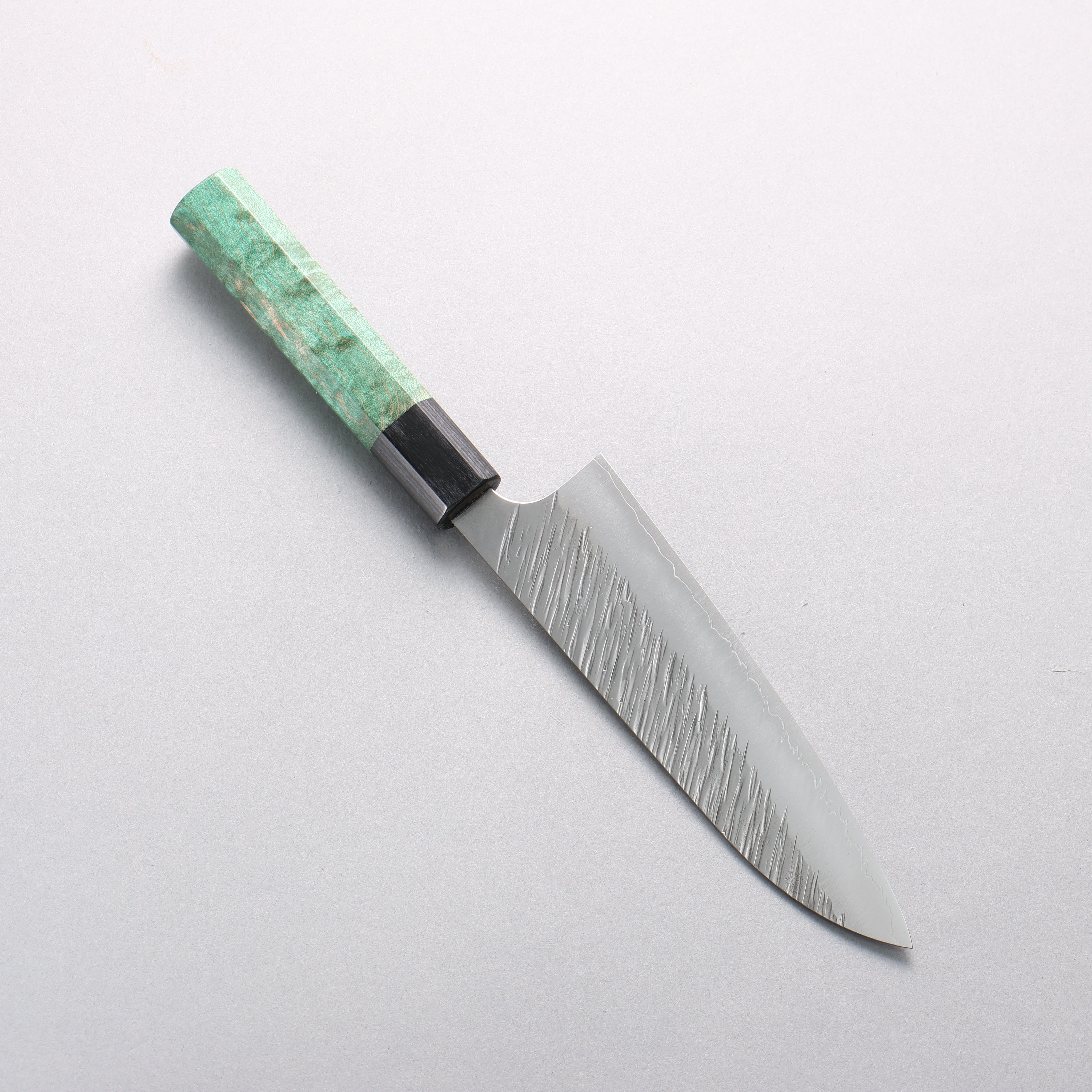Yu Kurosaki Fujin SG2 Hammered Small Santoku 150mm Green Stabilized Wood Handle - Seisuke Knife