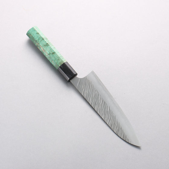 Yu Kurosaki Fujin SG2 Hammered Small Santoku 150mm Green Stabilized Wood Handle - Seisuke Knife