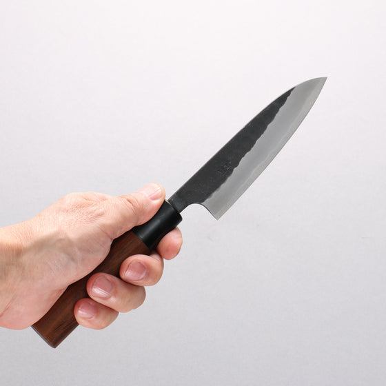 Nao Yamamoto Yasuki Blue Steel Kurouchi Hammered Petty-Utility 120mm Walnut Handle - Seisuke Knife