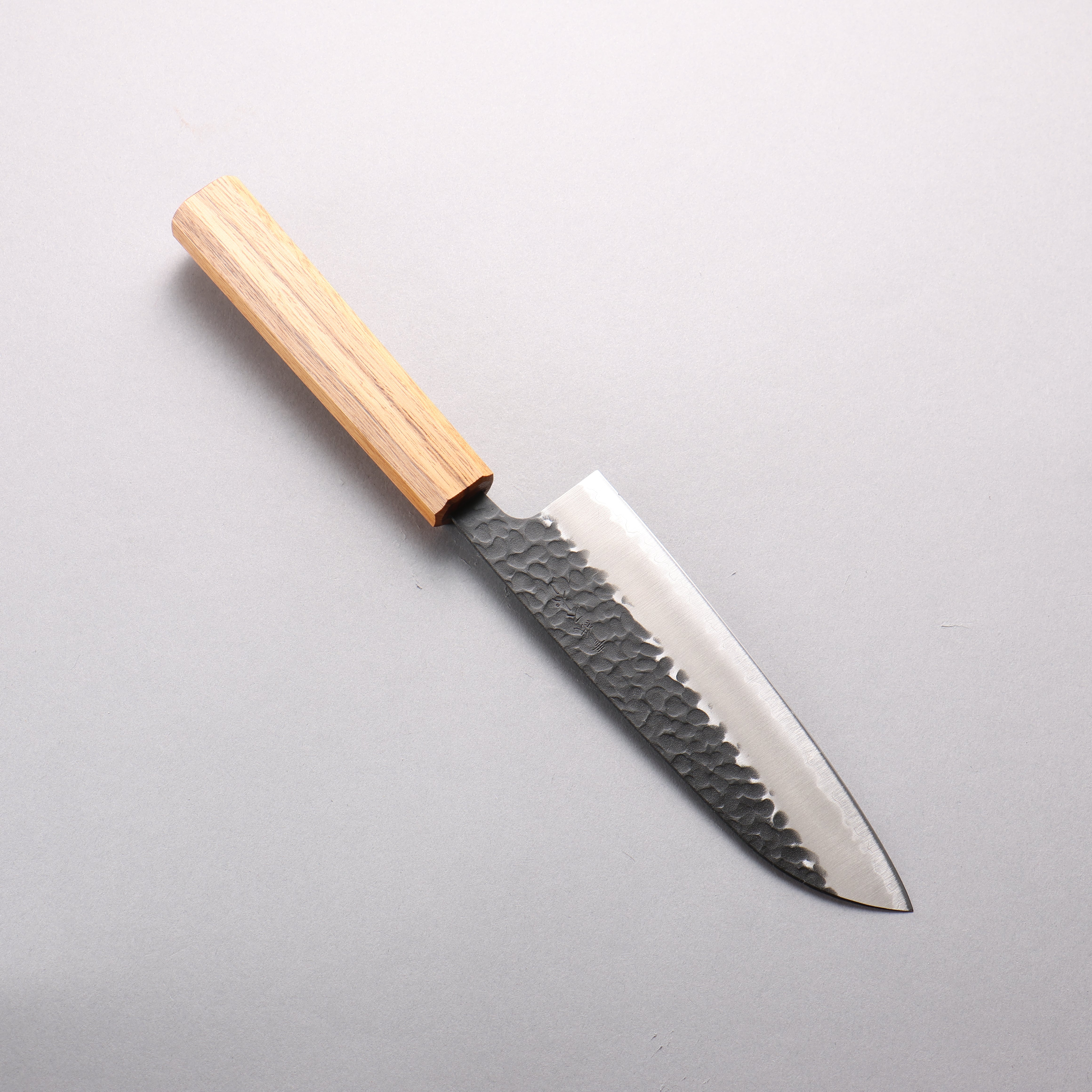Oul Blue Super Hammered Kurouchi Santoku 165mm Oak Handle - Seisuke Knife