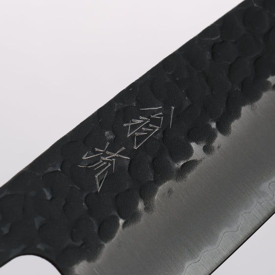 Oul Blue Super Hammered Black Finished Santoku 165mm Oak Handle - Seisuke Knife