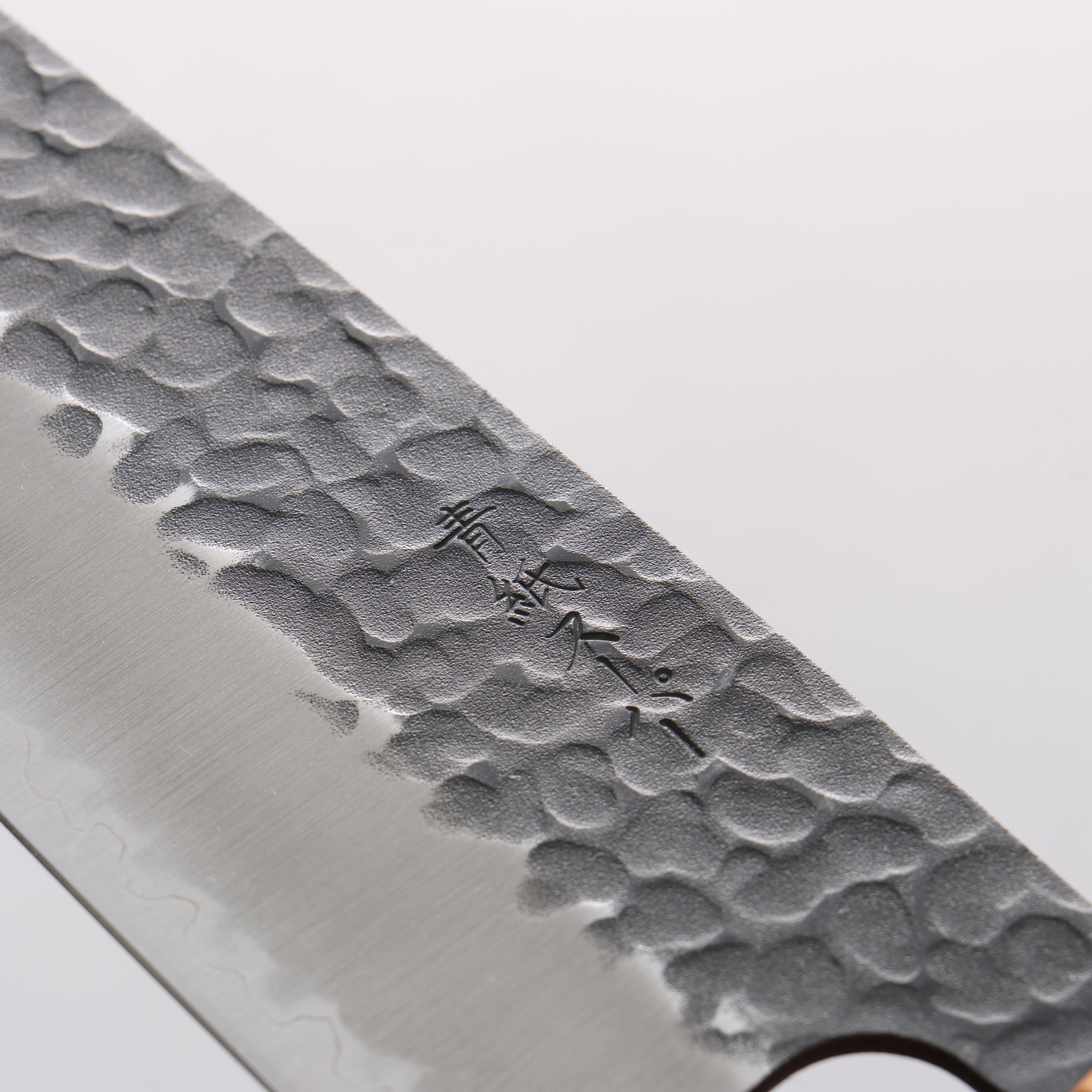 Oul Blue Super Hammered Kurouchi Santoku 165mm Oak Handle - Seisuke Knife