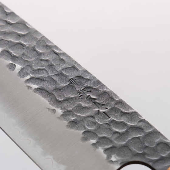 Oul Blue Super Hammered Black Finished Santoku 165mm Oak Handle - Seisuke Knife