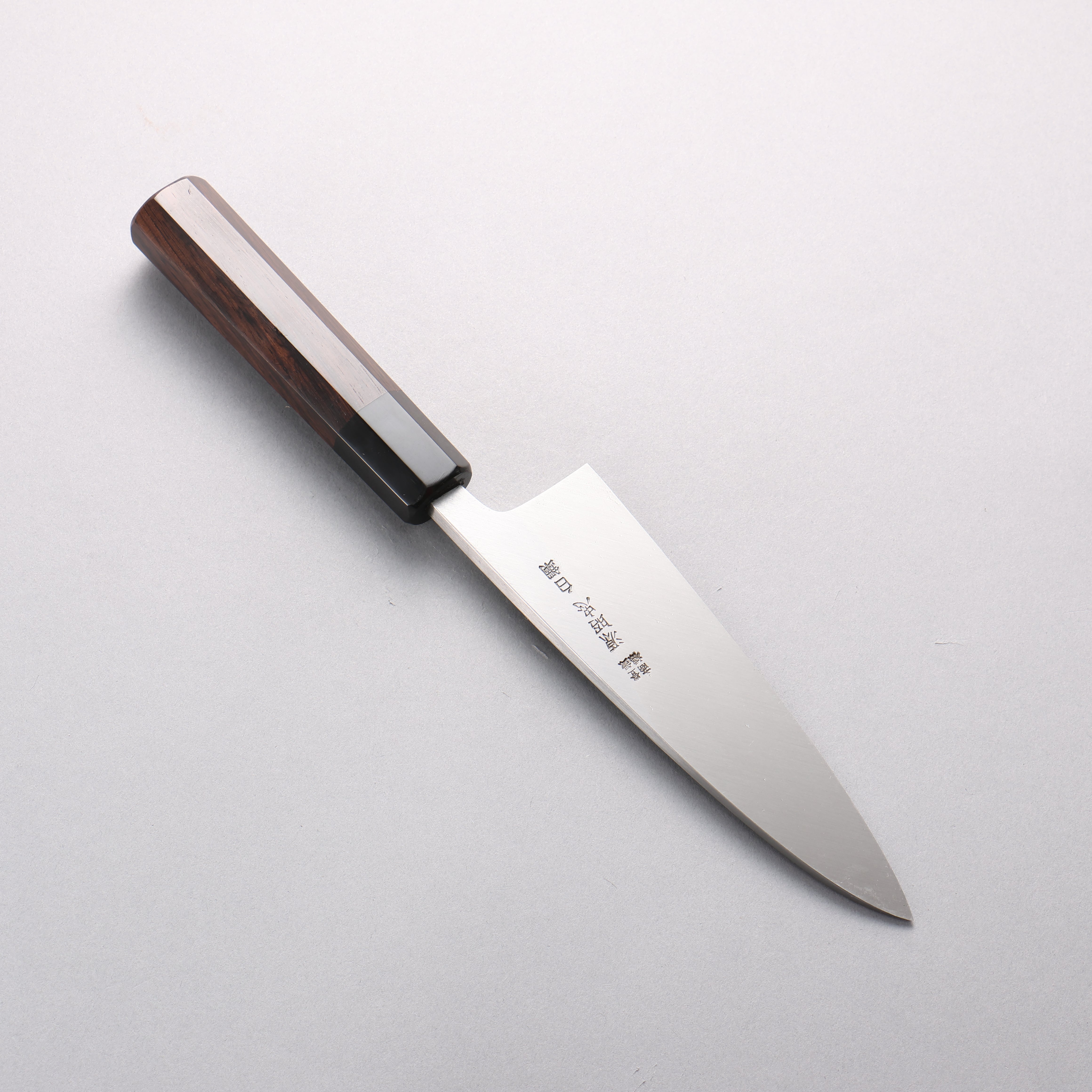 Minamoto Akitada White Steel No.2 Aideba 165mm Ebony Wood & Black Water Buffalo Horn Handle - Seisuke Knife