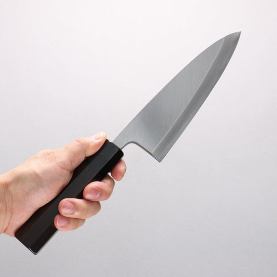 Minamoto Akitada White Steel No.2 Aideba 165mm Ebony Wood & Black Water Buffalo Horn Handle - Seisuke Knife