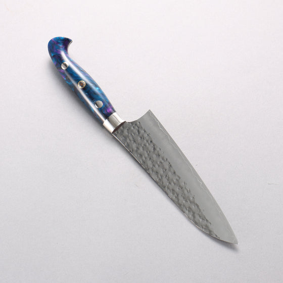 Yu Kurosaki Senko Ryu SG2 Hammered Small Santoku 150mm Blue Marble Acrylic Handle - Seisuke Knife