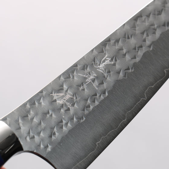 Yu Kurosaki Senko Ryu SG2 Hammered Small Santoku 150mm Blue Marble Acrylic Handle - Seisuke Knife