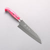Yu Kurosaki Senko Ryu SG2 Hammered Small Santoku 150mm Pink Marble Acrylic Handle - Seisuke Knife - Slide 1