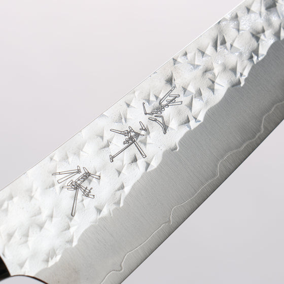 Yu Kurosaki Senko Ei SG2 Hammered Petty-Utility 150mm Blue and White Acrylic Handle - Seisuke Knife