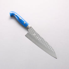  Yu Kurosaki Senko Ryu SG2 Hammered Santoku 170mm Blue Acrylic Handle - Seisuke Knife