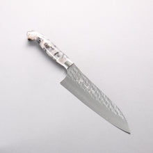  Yu Kurosaki Senko Ryu SG2 Hammered Santoku 170mm White and Black Marble Acrylic Handle - Seisuke Knife