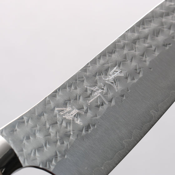 Yu Kurosaki Senko Ryu SG2 Hammered Santoku 170mm White and Black Marble Acrylic Handle - Seisuke Knife
