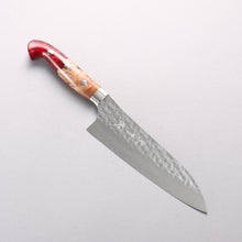  Yu Kurosaki Senko Ryu SG2 Hammered Santoku 170mm Red and Wood Pattern Acrylic Handle - Seisuke Knife