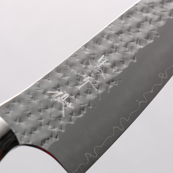 Yu Kurosaki Senko Ryu SG2 Hammered Santoku 170mm Red and Wood Pattern Acrylic Handle - Seisuke Knife