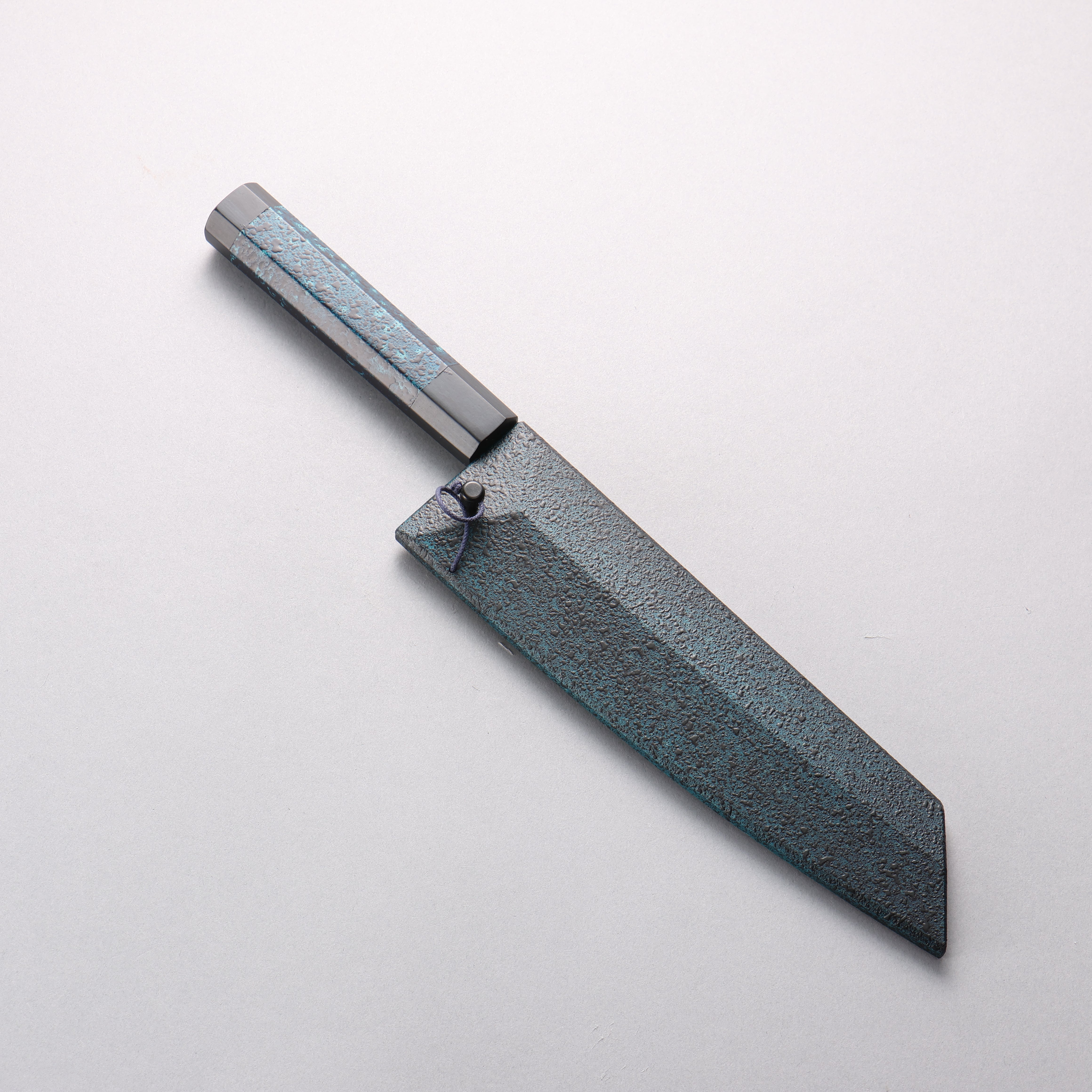 Yu Kurosaki New Gekko VG-XEOS Santoku 170mm Indigo Lacquered (Tenmoku) Handle with Sheath - Seisuke Knife