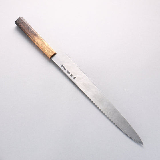 Sakai Takayuki Homura Guren Blue Steel No.2 Hammered Black Finished Yanagiba 300mm Burnt Oak Handle - Seisuke Knife