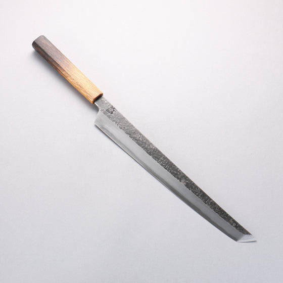 Sakai Takayuki Homura Guren Genbu Blue Steel No.2 Kurouchi Hammered Sakimaru Yanagiba 300mm Burnt Oak Handle - Seisuke Knife