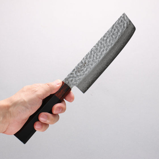 Seisuke VG10 33 Layer Hammered Damascus Usuba 160mm Black Pakkawood Handle - Seisuke Knife