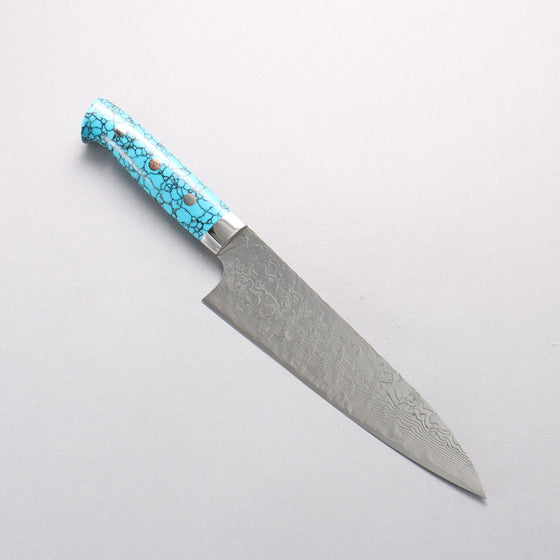 Takeshi Saji SG2 Diamond Finish Gyuto 180mm Blue Turquoise (Nomura Style) Handle - Seisuke Knife