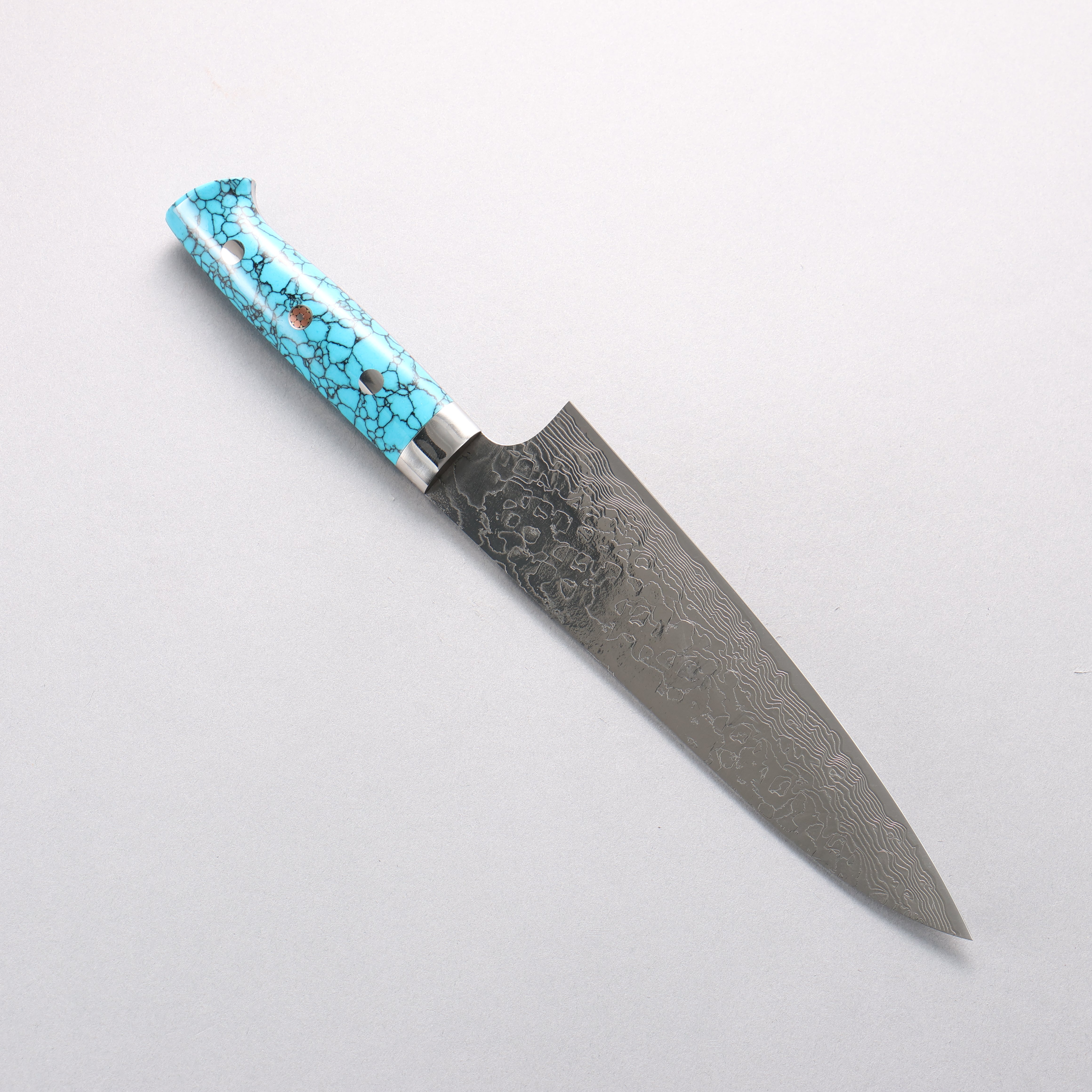Takeshi Saji SG2 Diamond Finish Gyuto 180mm Blue Turquoise (Nomura Style) Handle - Seisuke Knife