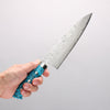 Takeshi Saji SG2 Diamond Finish Gyuto 180mm Blue Turquoise (Nomura Style) Handle - Seisuke Knife - Slide 4