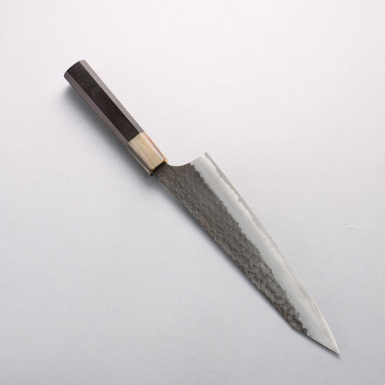 Yu Kurosaki Senko Ei Blue Super Hammered Black Finished Gyuto 210mm Ebony Wood (ferrule: White Water Buffalo Horn) Handle - Seisuke Knife