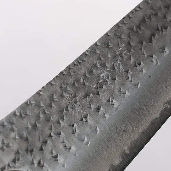 Yu Kurosaki Senko Ei Blue Super Hammered Black Finished Gyuto 210mm Ebony Wood (ferrule: White Water Buffalo Horn) Handle - Seisuke Knife