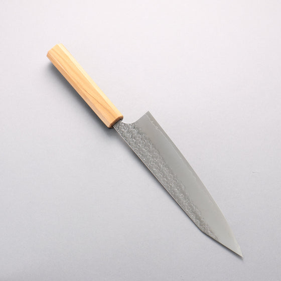 Yoshimi Kato Minamo SG2 Hammered Kiritsuke Gyuto 210mm Olive Tree and Black Resin Handle - Seisuke Knife