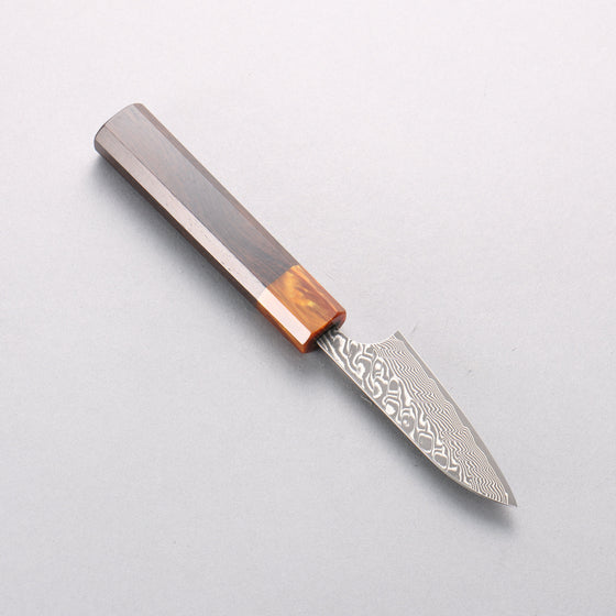 Yoshimi Kato SG2 Black Damascus Petty-Utility 80mm Ebony (ferrule: Orange Resin) Handle - Seisuke Knife