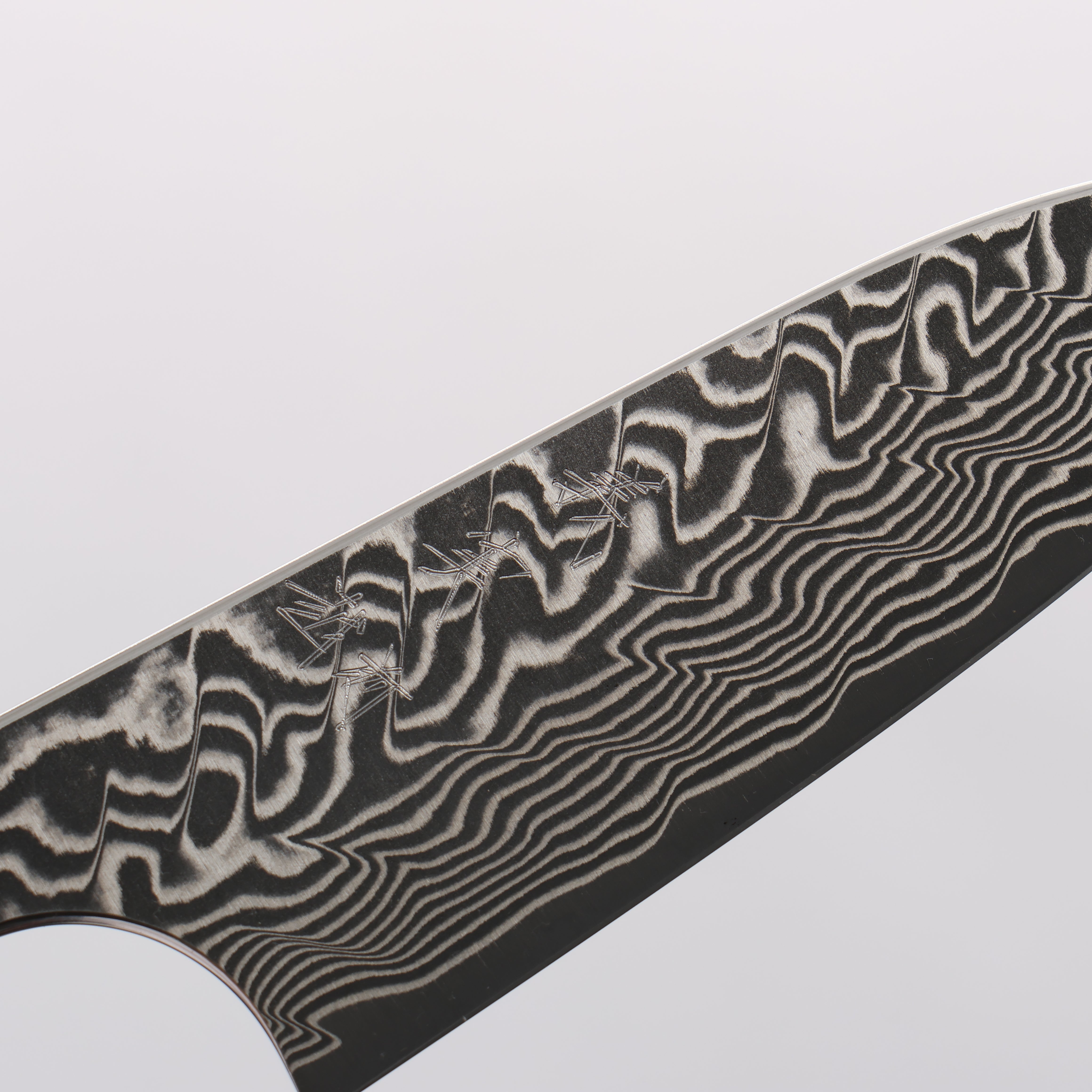 Yoshimi Kato SG2 Black Damascus Petty-Utility 80mm Ebony (ferrule: Orange Resin) Handle - Seisuke Knife
