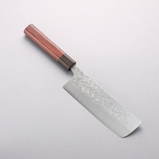Yoshimi Kato SG2 Damascus Migaki Finished Nakiri 165mm Rosewood (Ferrule: Ebony) Handle - Seisuke Knife