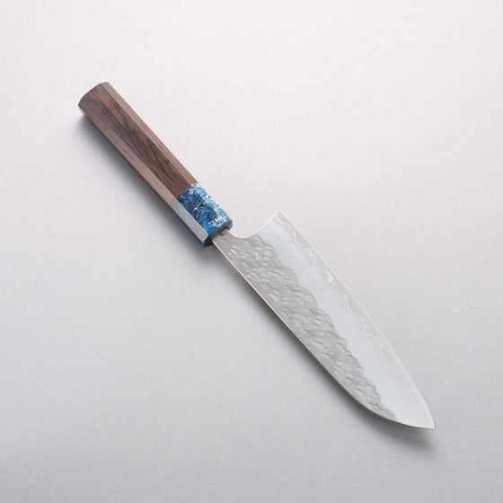 Yoshimi Kato Hyo SG2 Hammered Santoku 170mm Ebony (ferrule: Blue Marble Resin) Handle - Seisuke Knife