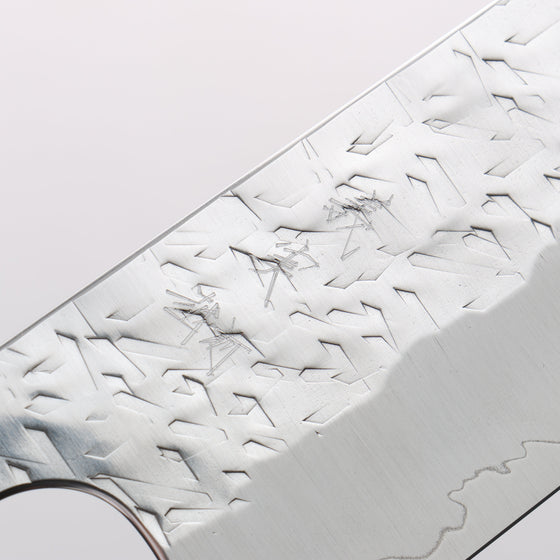 Yoshimi Kato Hyo SG2 Hammered Santoku 170mm Ebony (ferrule: Blue Marble Resin) Handle - Seisuke Knife