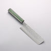 Yoshimi Kato VG10 Damascus Hammered(square) Nakiri 165mm Oak (Green lacquered) Handle - Seisuke Knife - Slide 1