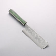  Yoshimi Kato VG10 Damascus Hammered(square) Nakiri 165mm Oak (Green lacquered) Handle - Seisuke Knife