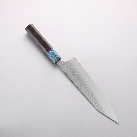 Yoshimi Kato SPG STRIX Hammered (V) Kiritsuke Gyuto 210mm Ebony (ferrule: Blue Marble Resin) Handle - Seisuke Knife