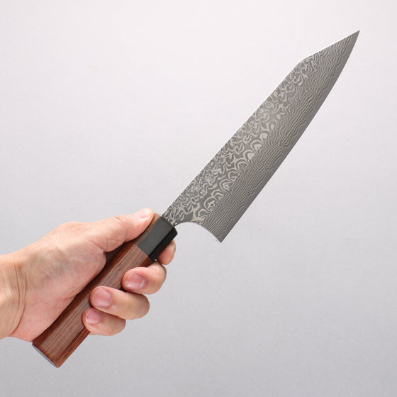 Yoshimi Kato SG2 Black Damascus Kiritsuke Gyuto 210mm Rosewood (Ferrule: Ebony) Handle - Seisuke Knife