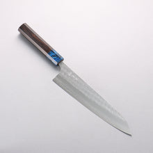  Yoshimi Kato Minamo SG2 Hammered Gyuto 210mm Ebony Wood & Blue Marble Resin Handle - Seisuke Knife