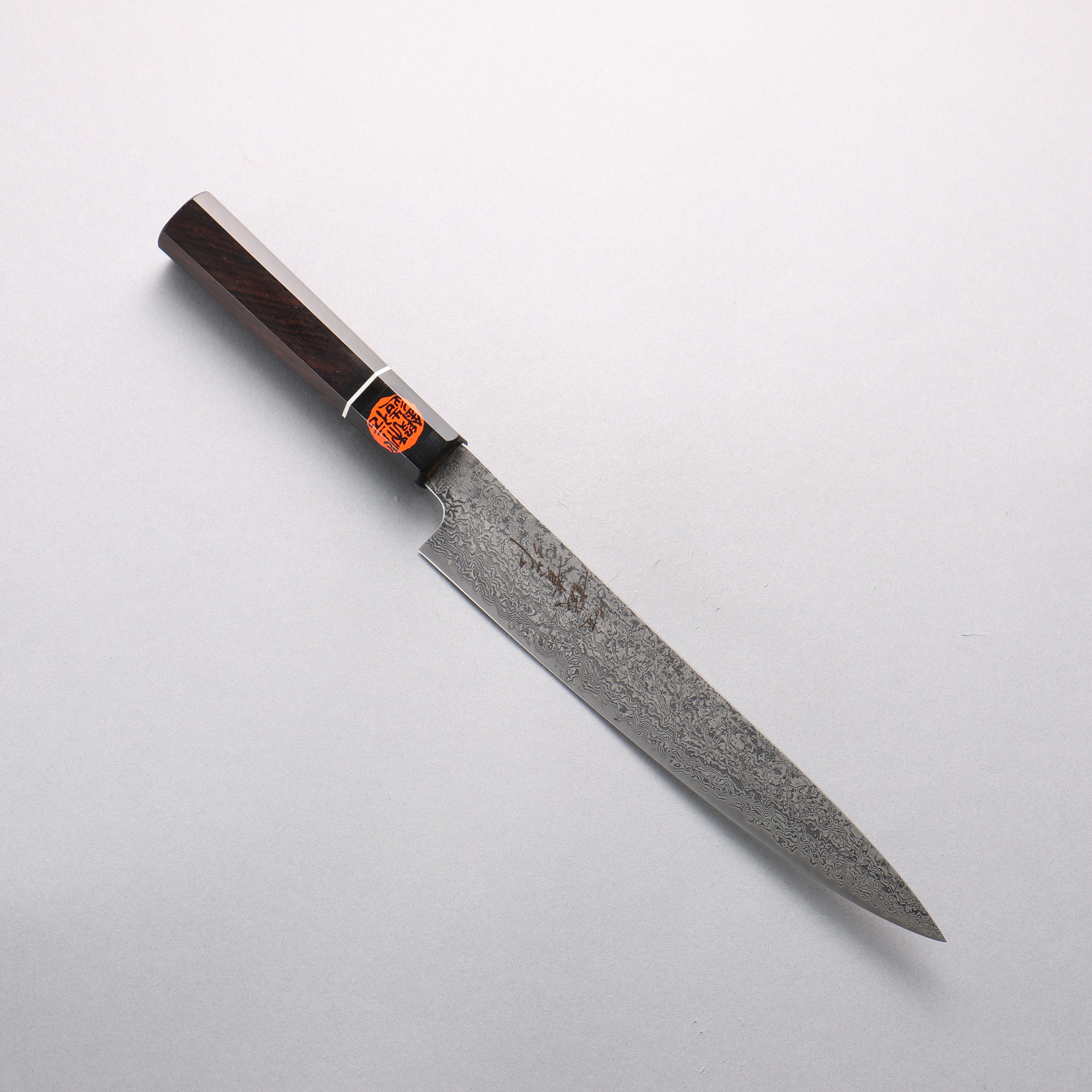 Shigeki Tanaka Habakiri SG2 Damascus Slicer 210mm Ebony Wood Handle - Seisuke Knife