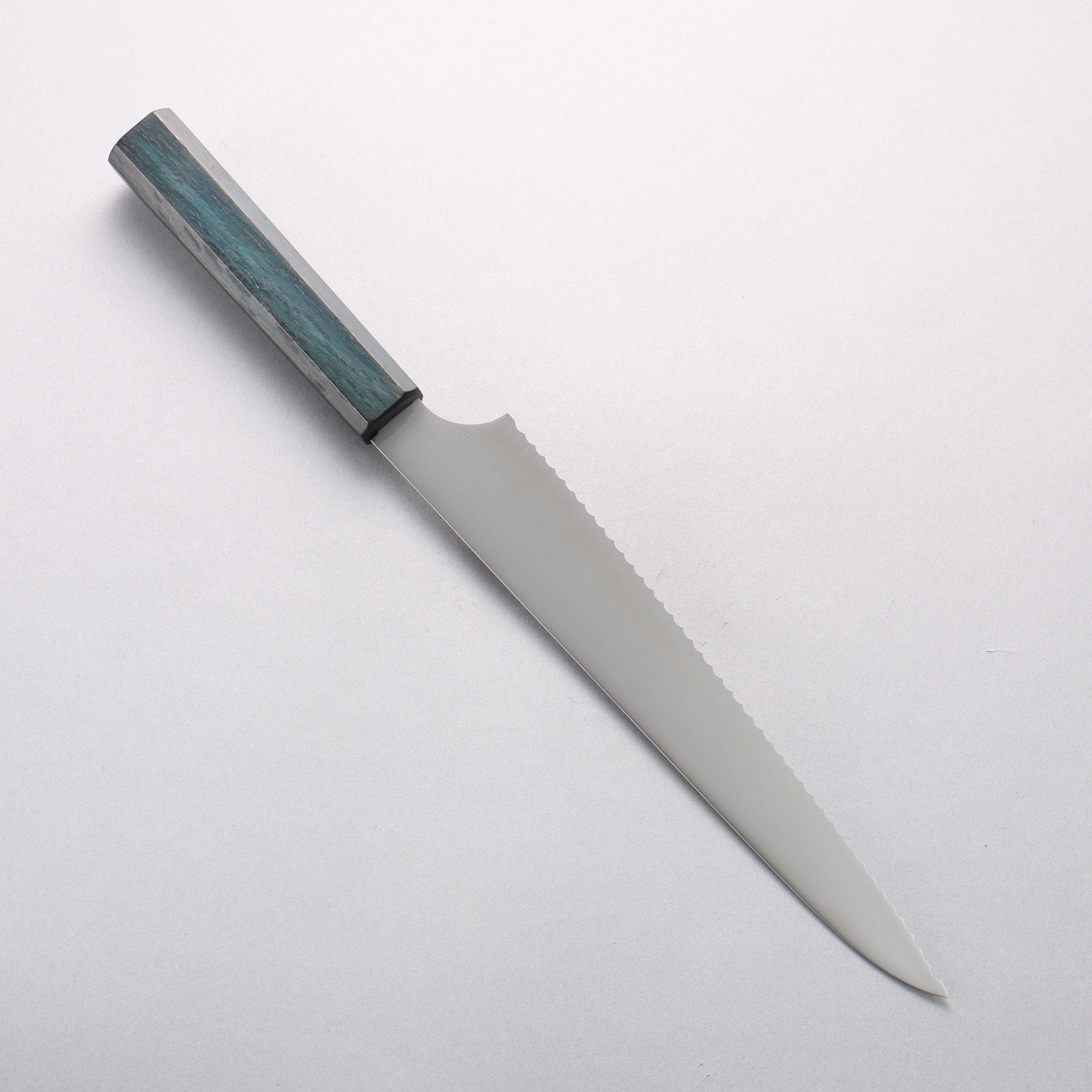 Seisuke Stainless Steel Bread Slicer 240mm Indigo Dyed Oak Handle - Seisuke Knife