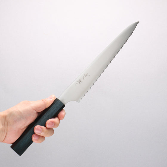 Seisuke Stainless Steel Bread Slicer 240mm Indigo Dyed Oak Handle - Seisuke Knife