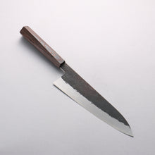  Isamitsu Abe Blue Super Hammered Black Finished Gyuto 210mm Pentagonal Shita Handle - Seisuke Knife