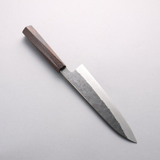 Isamitsu Abe Blue Super Hammered Black Finished Gyuto 210mm Pentagonal Shita Handle - Seisuke Knife