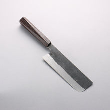  Isamitsu Abe Blue Super Hammered Black Finished Nakiri 165mm Pentagonal Shitan Handle - Seisuke Knife