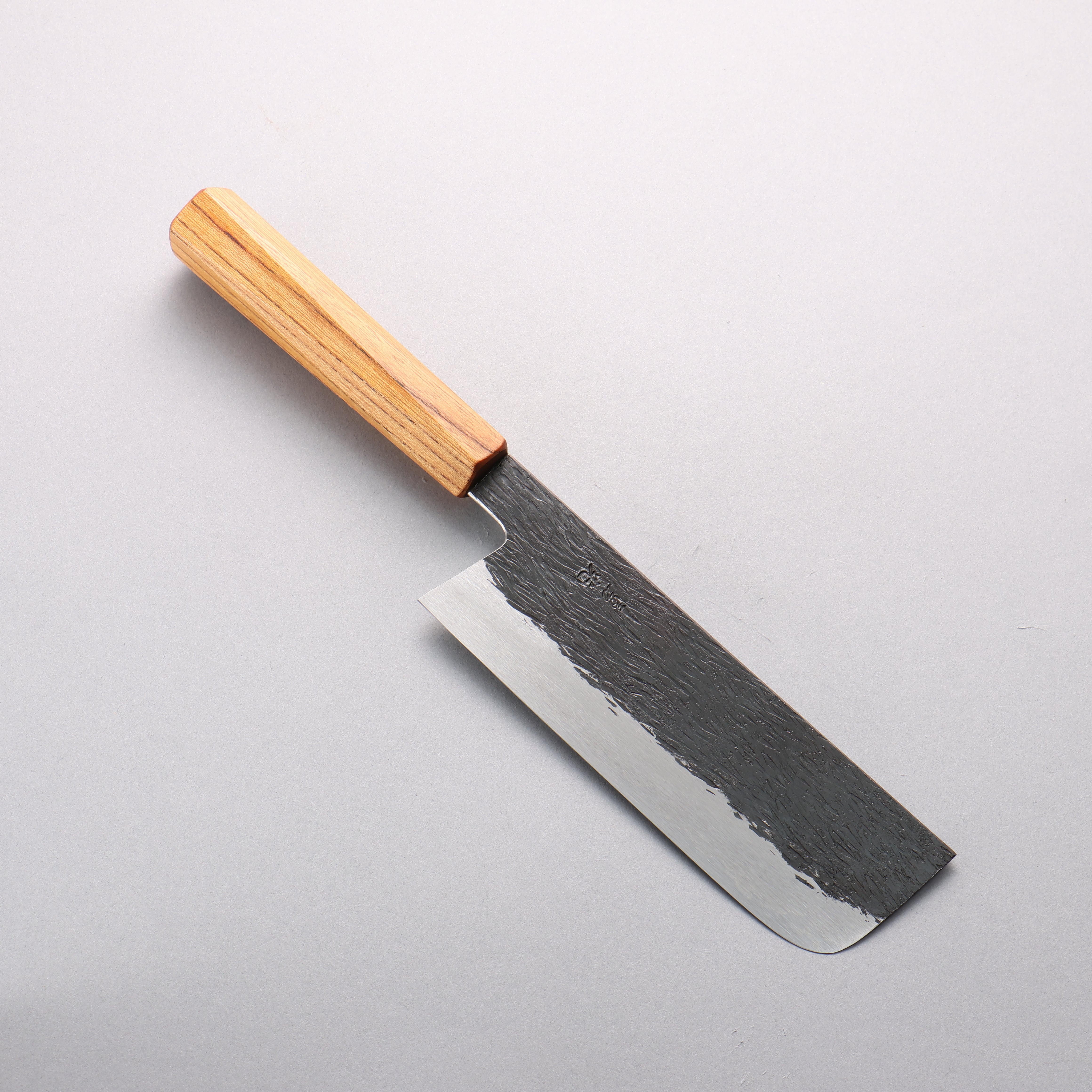 Isamitsu Abe White Steel No.1 Hammered Nakiri 165mm Pentagonal Keyaki Elm Handle - Seisuke Knife