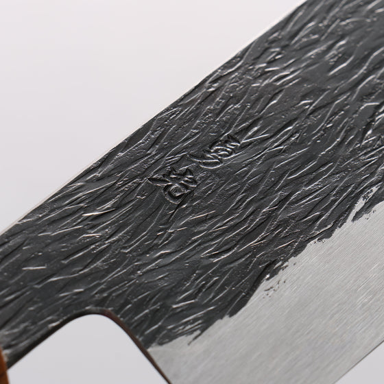 Isamitsu Abe White Steel No.1 Hammered Nakiri 165mm Pentagonal Keyaki Elm Handle - Seisuke Knife