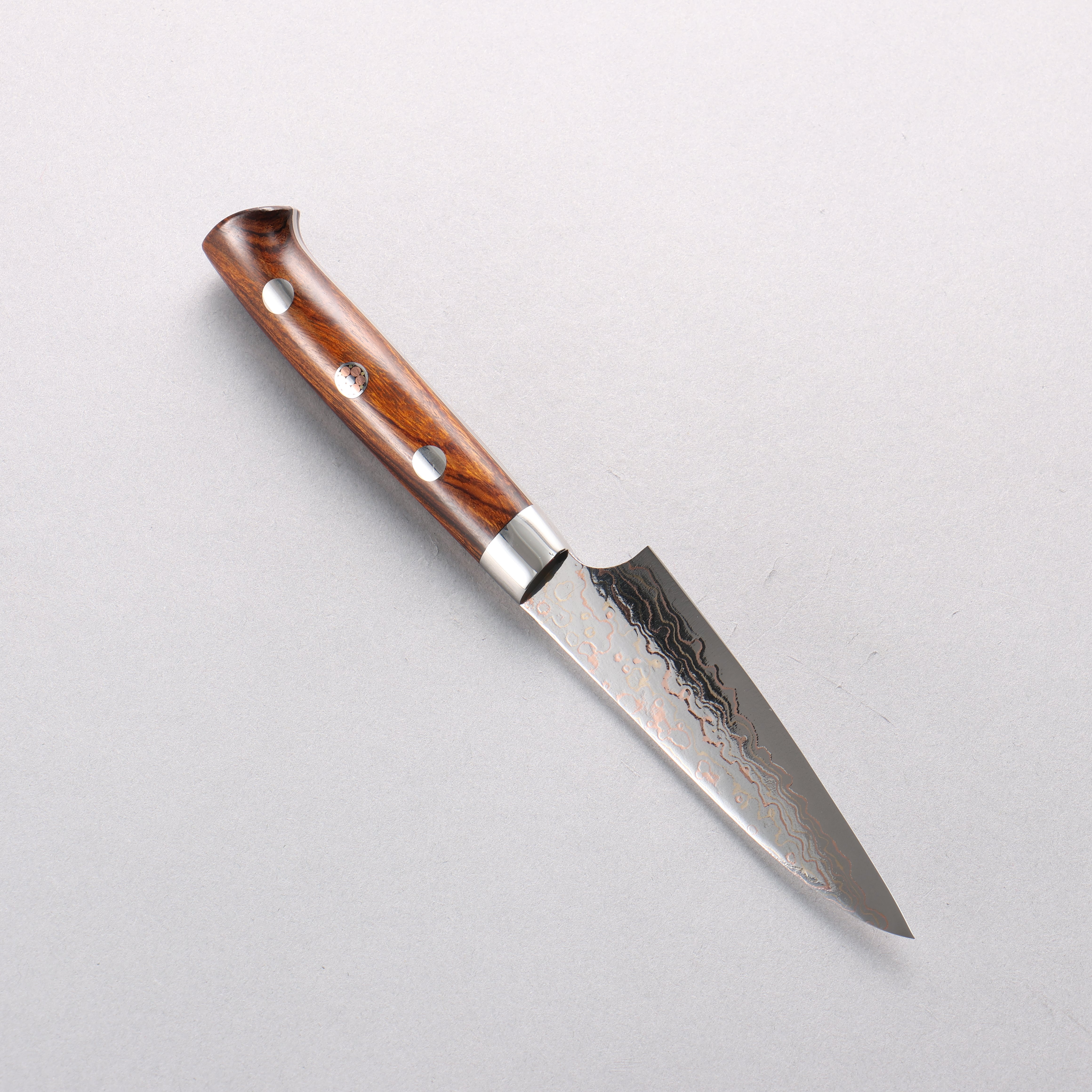 Takeshi Saji VG10w Colored Damascus Migaki Paring 90mm Ironwood Handle - Seisuke Knife