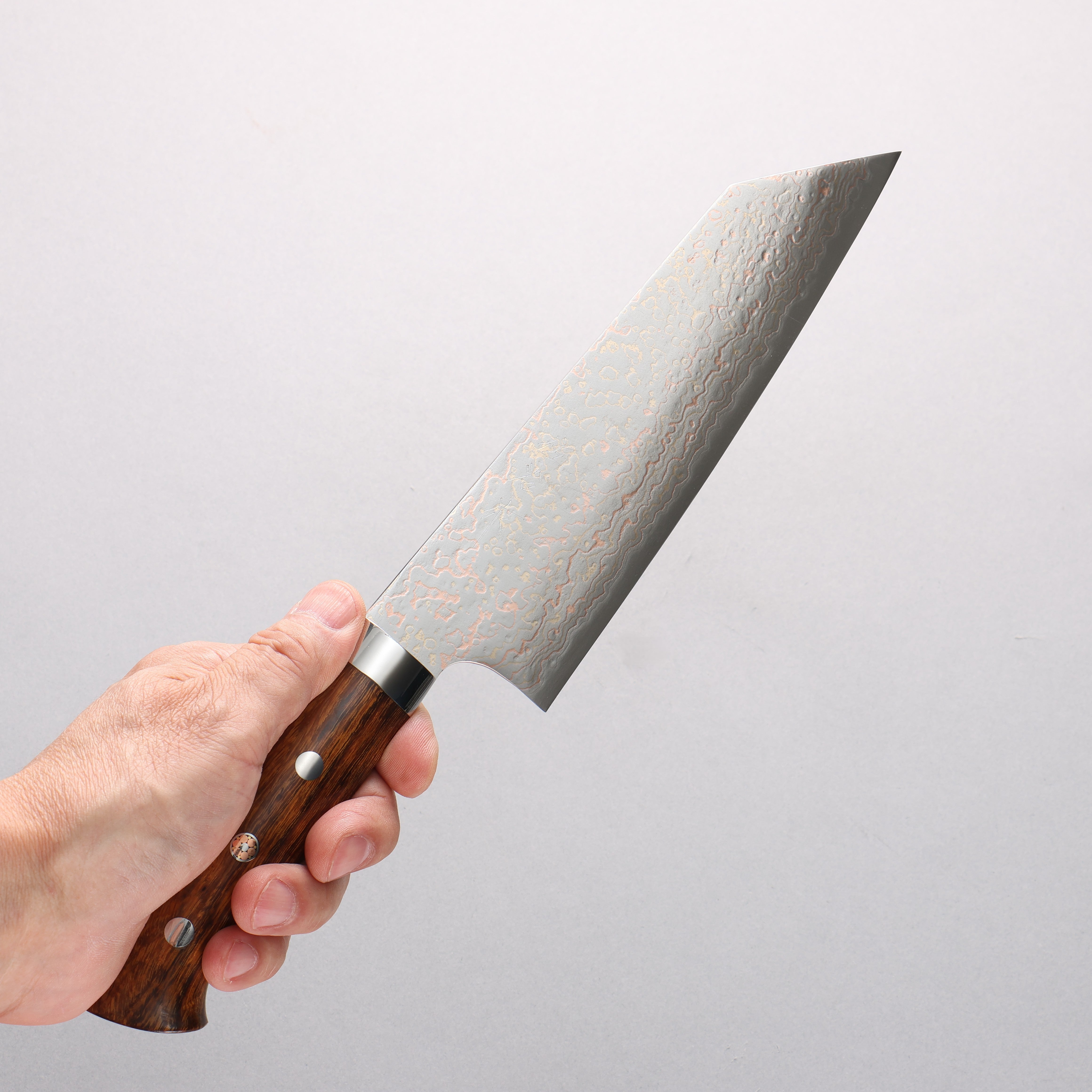 Takeshi Saji VG10w Colored Damascus Migaki Finished Bunka 180mm Ironwood Handle - Seisuke Knife